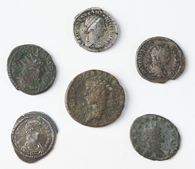 Lot 820 - Roman Coins. A small collection of silver and bronze Roman coins