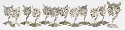 Lot 762 - Menu Holders. Art Nouveau period white metal menu holders