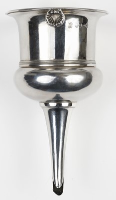 Lot 791 - Wine Funnel. A George IV silver wine funnel and strainer by Charles Reily & George Storer, London, 1828