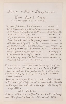 Lot 376 - Third King’s Own Hussars. Manuscript Record of Regimental Races, 1882-1938