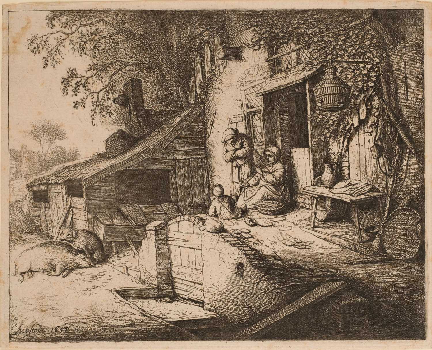 Lot 39 - Ostade (Adriaen Jansz. van, 1610-1685). The Woman Spinning, 1652, etching