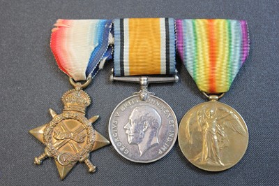 Lot 679 - WWI Medals. Three: Private E.W. Stevens, Somerset Light Infantry