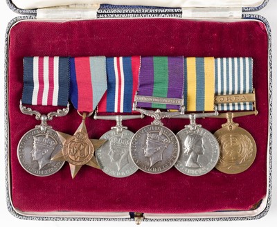 Lot 599 - Korean War Medals. M.M. group awarded to Cpl R. S. Critcher, Essex Regiment
