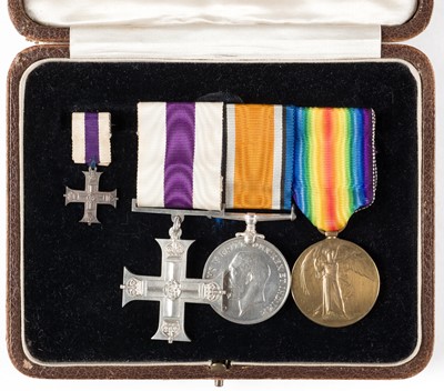 Lot 672 - WWI Medals. M.C. group to 'Ace' Lieutenant R. Hill, Royal Flying Corps, 7 aerial victories