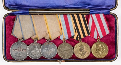 Lot 644 - Russian Medals. A WWII Medal of Courage group to Lieutenant Aleksandr Dimitriyevich Yakolev