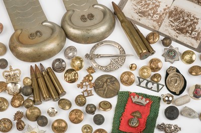Lot 431 - Irish badges & buttons. Including Irish Home Rule lapel badge, Irish Constabulary whistle