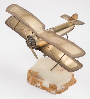 Lot 133 - Demott (Don). An American brass 'Brutalist' model of a WWI biplane, circa 1970s