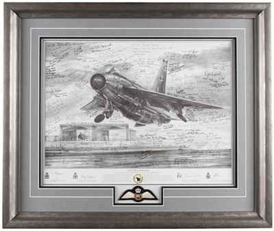 Lot 312 - English Electric Lightning. Cold War Scramble, limited edition monochrome print