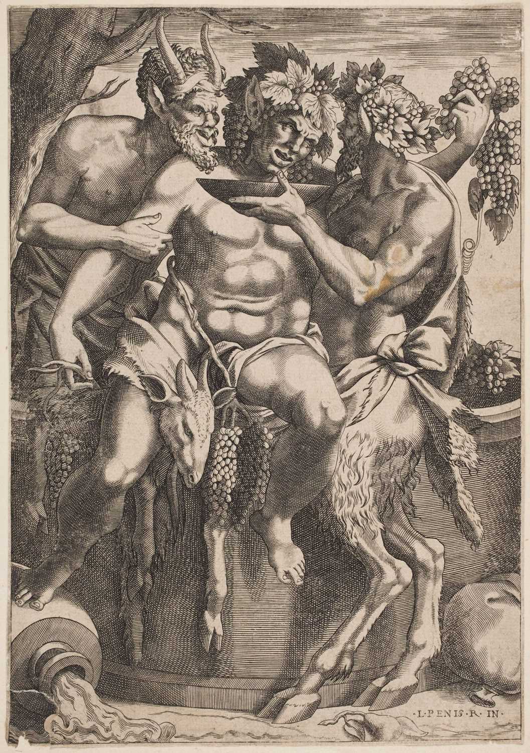 Lot 20 - Boyvin (René, circa 1525-1598 or 1625/26). Silenus with two Satyrs..., circa 1540-1560