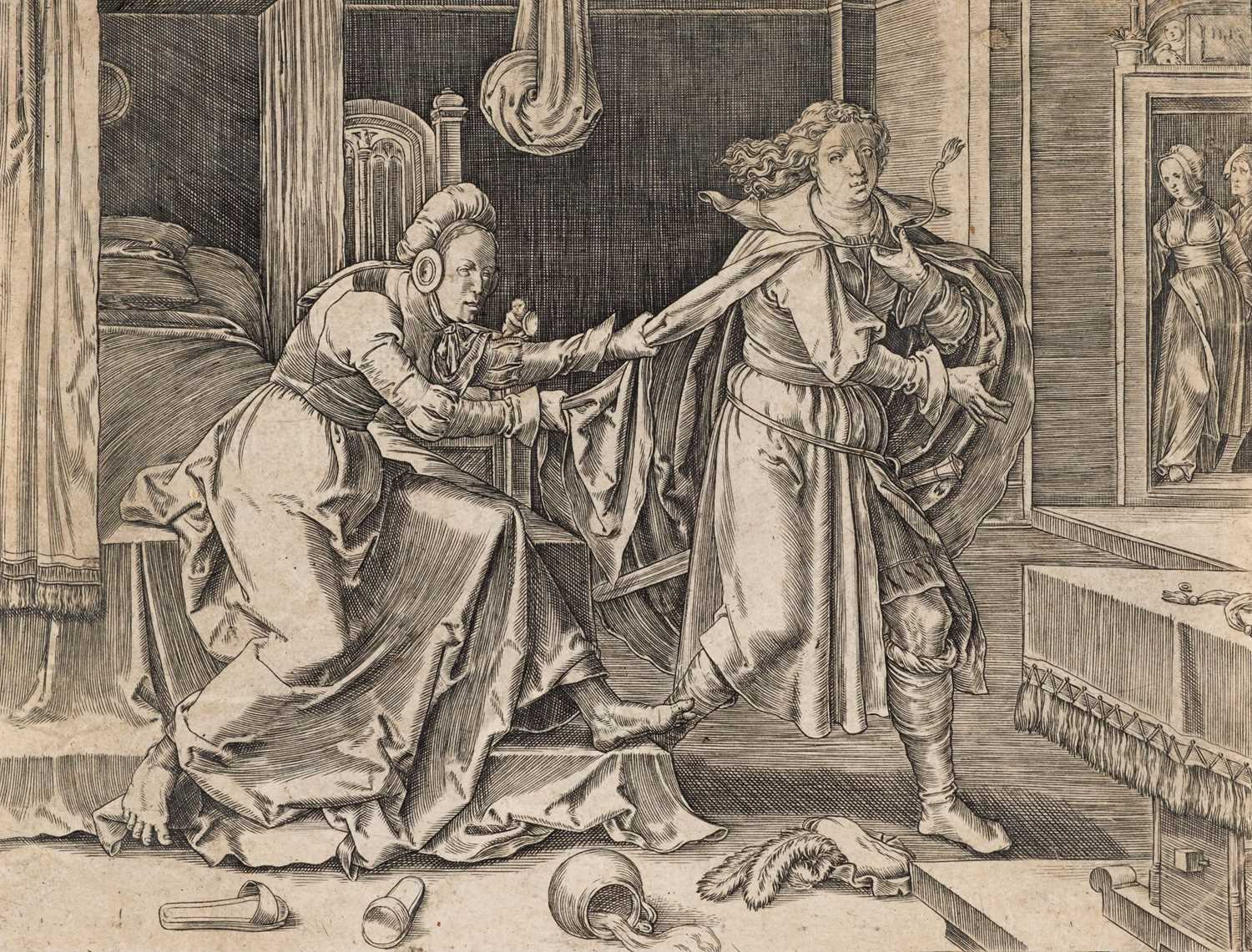 Lot 10 - Leyden (Lucas van, circa 1494-1533). Joseph escaping Potiphar's Wife, 1512