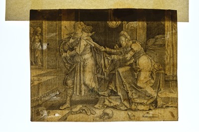 Lot 10 - Leyden (Lucas van, circa 1494-1533). Joseph escaping Potiphar's Wife, 1512
