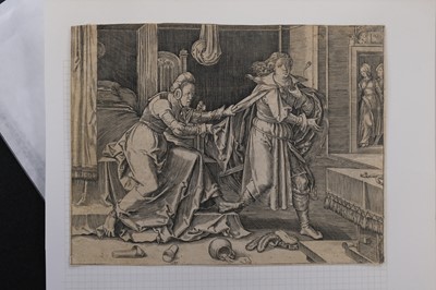 Lot 10 - Leyden (Lucas van, circa 1494-1533). Joseph escaping Potiphar's Wife, 1512