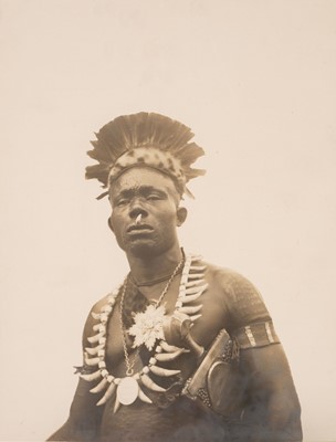 Lot 57 - Belgian Congo. Portrait of Ngala Chief with Panther Tooth Necklace, c. 1910