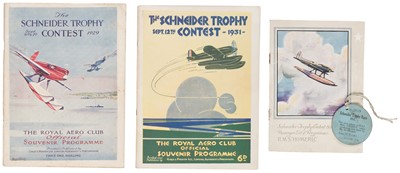 Lot 64 - Schneider Trophy. The Schneider Trophy Contest programmes for 6th - 7th Sept 1929 and 12th Sept 1931