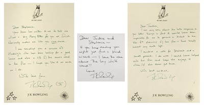 Lot 758 - Rowling (J. K.). Two Autograph Letters Signed, Owl Post headed paper, [2001] + other items