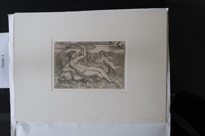 Lot 15 - Veneziano (Agostino, 1510-1536). Venus on a Dolphin, after Raphael, 1516, engraving