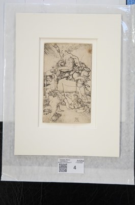 Lot 4 - Durer (Albrecht, 1471-1528). Witch Riding Backwards on a Goat, circa 1500, engraving