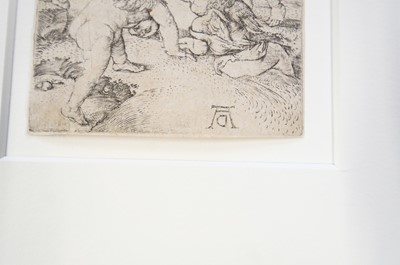 Lot 4 - Durer (Albrecht, 1471-1528). Witch Riding Backwards on a Goat, circa 1500, engraving