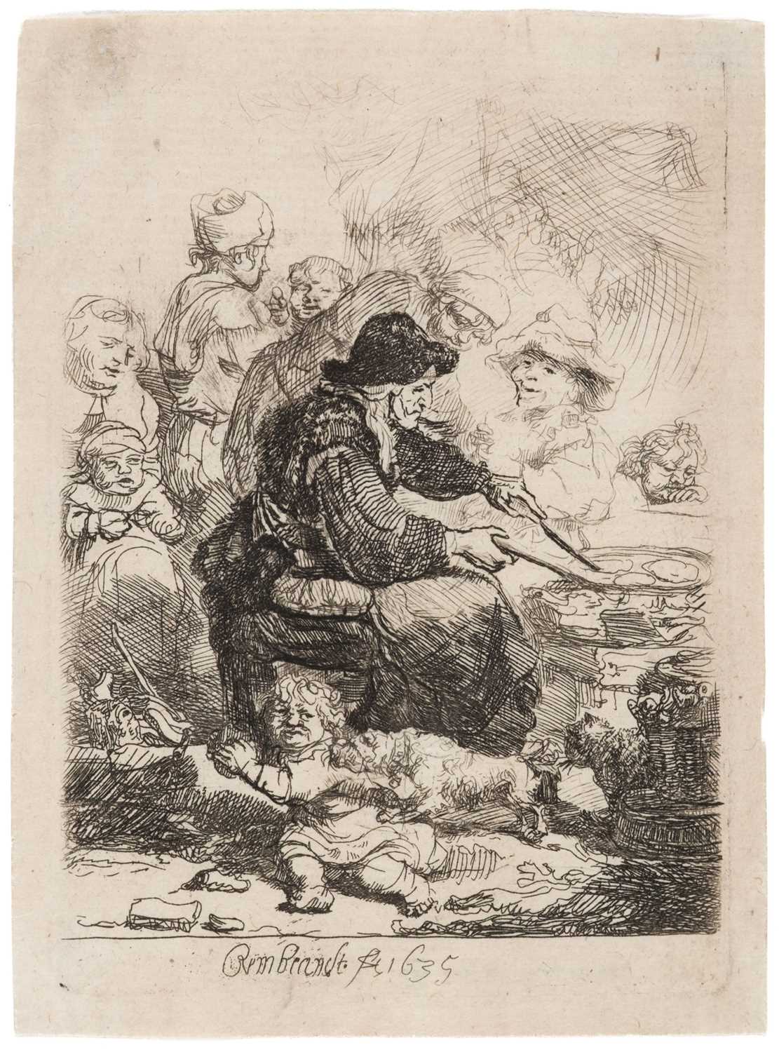 Lot 36 - Rembrandt (Harmensz. van Rijn, 1606-1669). The Pancake Woman, 1635, etching