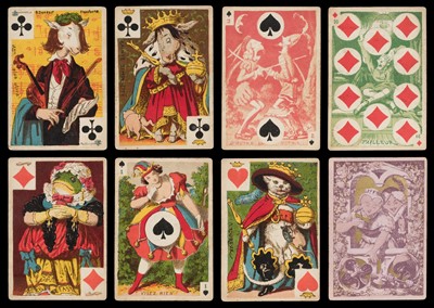 Lot 544 - German playing cards. Cartes Comiques, version a, Frankfurt am Main: B. Dondorf, circa 1860