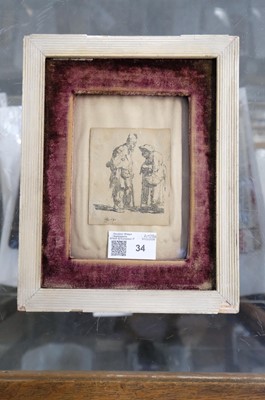 Lot 34 - Rembrandt (Harmensz. van Rijn, 1606-1669). Beggar Man and Woman Conversing, 1630