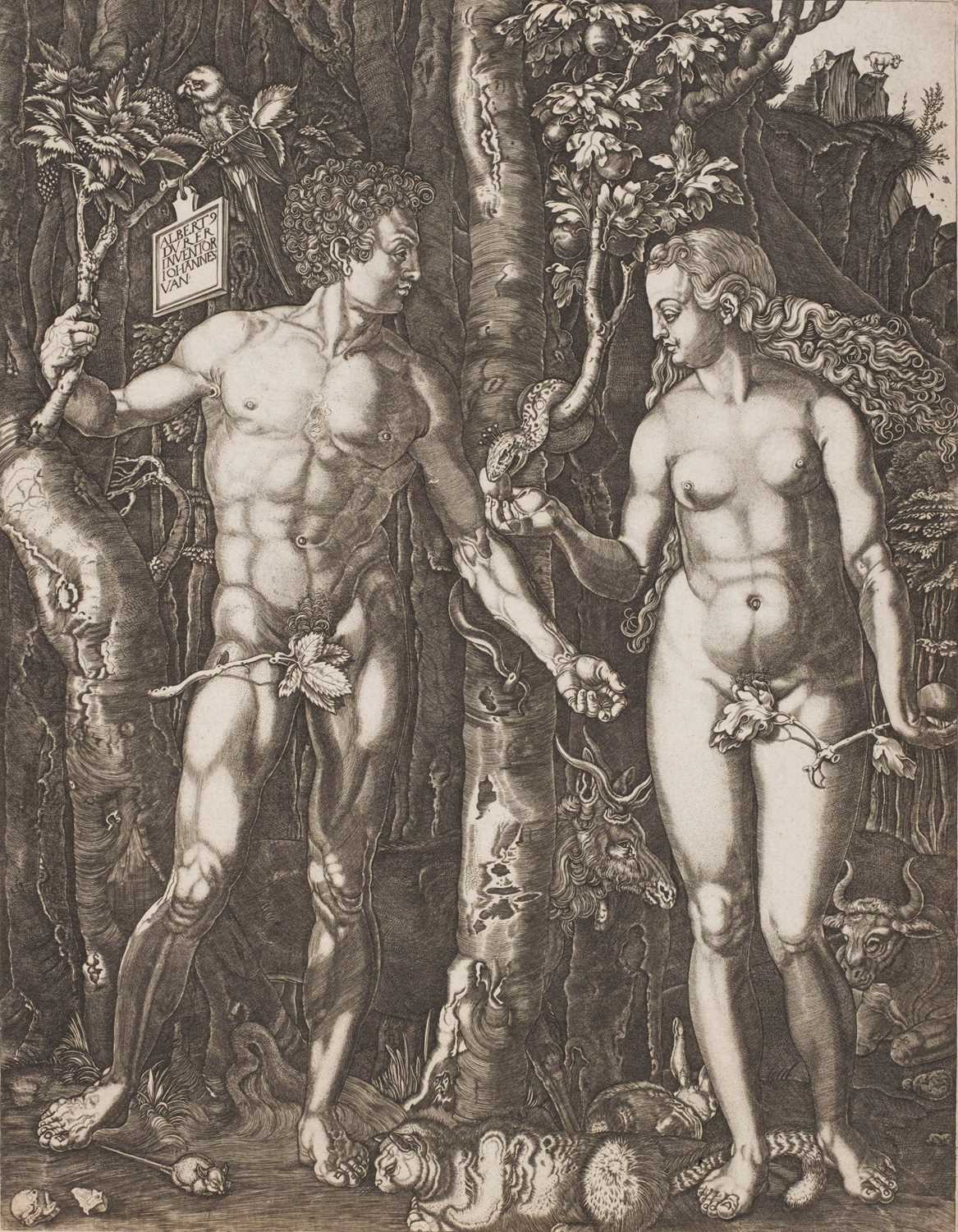 Lot 21 - Ladenspelder (Johann, 1512 - circa 1561). Adam and Eve, after Albrecht Dürer, circa 1550, and others