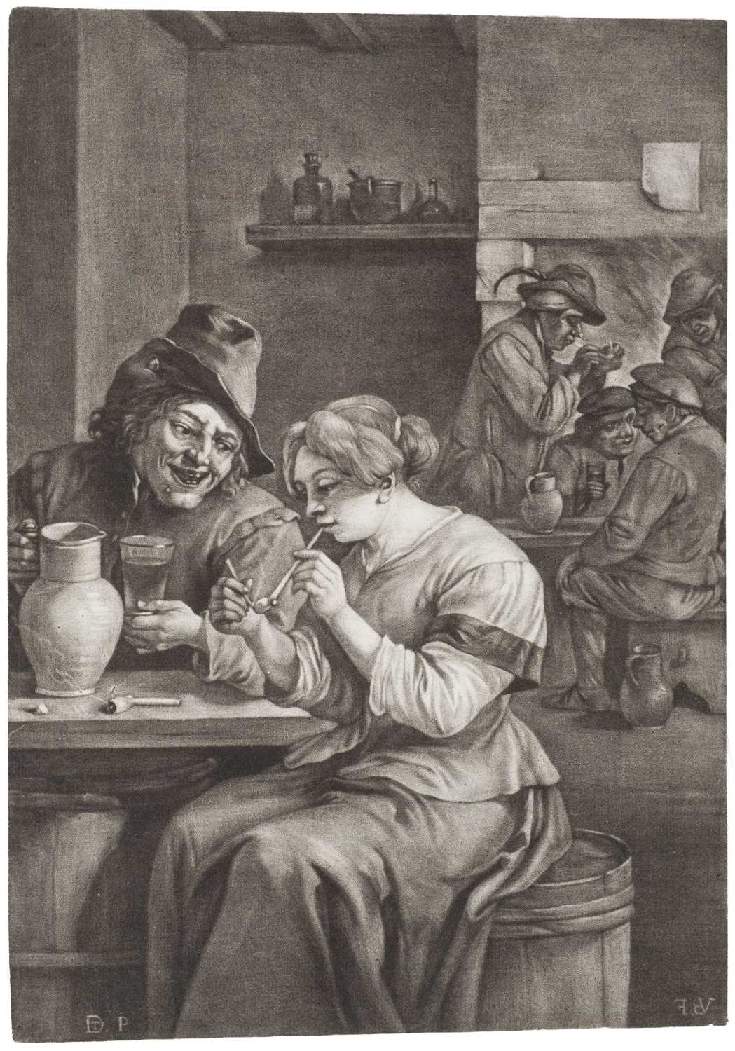 Lot 42 - Van der Bruggen (Jan, c. 1648-1714). Tavern scene, c. 1680, mezzotint + 3 others