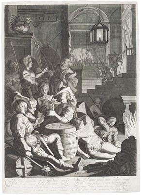 Lot 42 - Van der Bruggen (Jan, c. 1648-1714). Tavern scene, c. 1680, mezzotint + 3 others