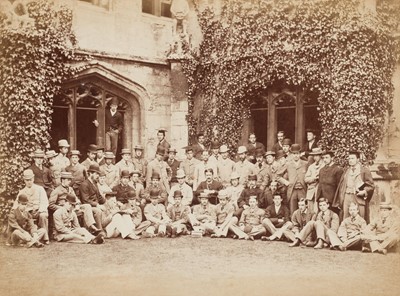Lot 52 - Wilde (Oscar, 1854-1900). A group photograph of Wilde among students at Magdalen, Oxford, c. 1876
