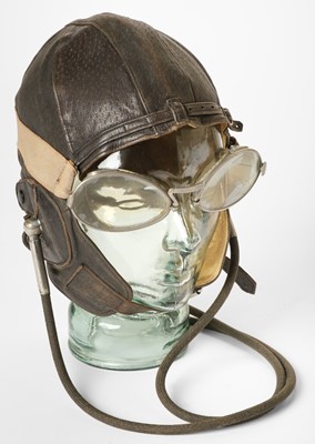 Lot 149 - Flying helmet. An interwar RAF pilot’s flying-helmet of Lewis-pattern circa 1930