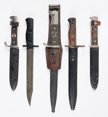 Lot 393 - Bayonets. WWII German Parade bayonet and other bayonets