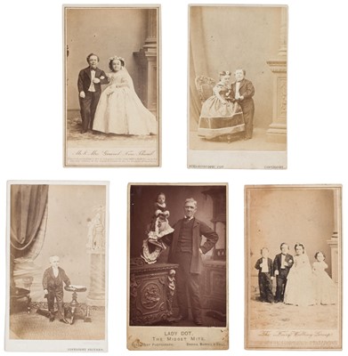 Lot 169 - Tom Thumb. A group of 5 cartes de visite of General Tom Thumb and other little persons, c. 1860