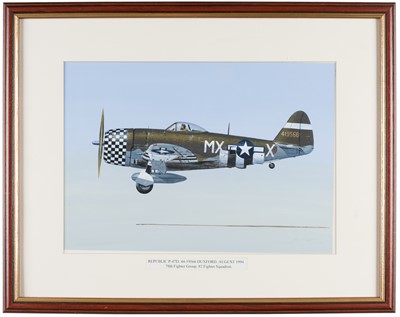 Lot 298 - West (Philip). Republic P-47D. 44-19566 Duxford, August 1994, watercolour