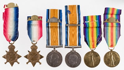 Lot 676 - WWI Medals. The Crawhall brothers killed in action on the Western Front
