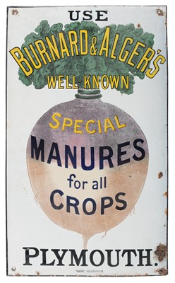 Lot 345 - Advertising sign. Burnard & Alger's Well-Known Special Manures for all Crops, Plymouth
