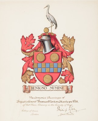 Lot 373 - Pitt Family Pedigrees. A group of 6 framed items ... Pitt family of Pett Place, Charing, Kent