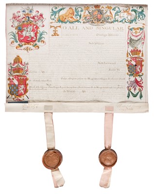 Lot 373 - Pitt Family Pedigrees. A group of 6 framed items ... Pitt family of Pett Place, Charing, Kent