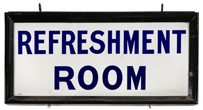 Lot 366 - Railwayana. A railway double-sided enamel sign by the Enamel Patent Co, 'Refreshment Room'