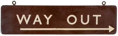 Lot 360 - Railwayana. A British Rail double-sided enamel sign, 'Way Out'