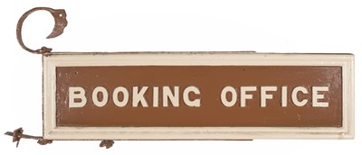 Lot 369 - Railwayana. A Victorian or Edwardian wooden double-sided platform sign, 'Booking Office'