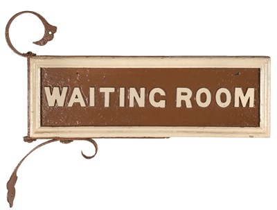 Lot 373 - Railwayana. A Victorian or Edwardian wooden double-sided platform sign, 'Waiting Room'
