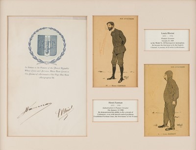 Lot 269 - Blériot (Louis, 1872-1936) & Farman (Henri, 1874-1958). Autograph Signatures, c. 1930