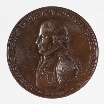 Lot 569 - Admiral John Jervis, Earl St Vincent (1735-1823), The Battle of Cape St Vincent, Copper Medal, 1797