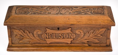 Lot 458 - Nelson (Horatio, 1758-1805). A Victorian oak table box made from the oak of H.M.S. Foudroyant