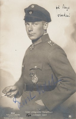 Lot 69 - Udet (Ernst, 1896-1941). Signed photographic postcard