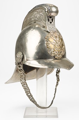 Lot 421 - Helmet. An Edwardian Merryweather fireman's helmet