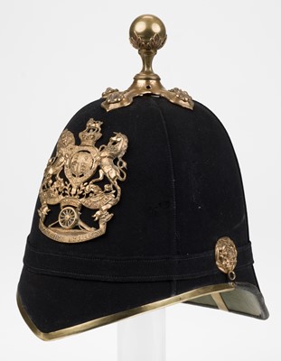 Lot 424 - Helmet. Victorian blue cloth helmet of the Yorkshire Artillery
