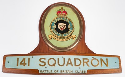 Lot 117 - Battle of Britain. Southern Railway Bulleid Battle of Britain Class 141 Squadron nameplate and badge