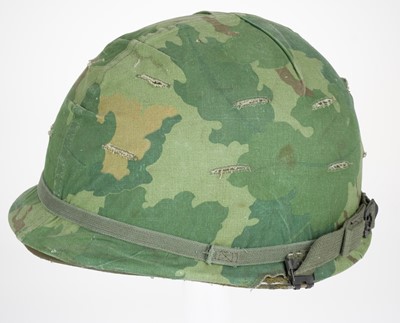 Lot 423 - Helmet. U.S. Vietnam War era M1 Army helmet by R.J. Stampings Manufactured Helmet