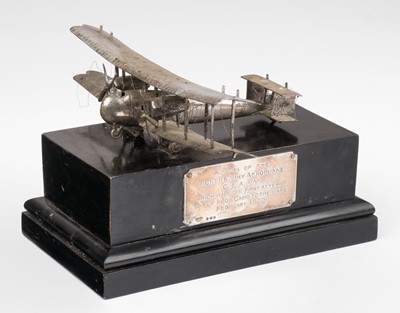 Lot 201 - Vickers Vimy. A George V silver presentation piece by Garrard & Co Ltd, London 1920